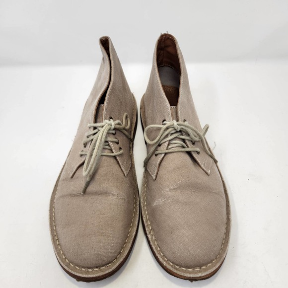 Lands End Mens Tan Khaki Canvas Chukka Boots Size 8 Lace Up Gum Soles Ankle - Picture 2 of 9